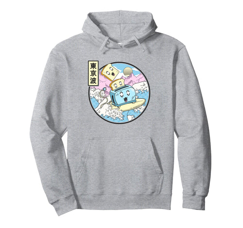 Surfing Toaster Japan Waves Kawaii Hoodie - Graphic Print Men Women - T-Shirt, Sweatshirt, Hoodie