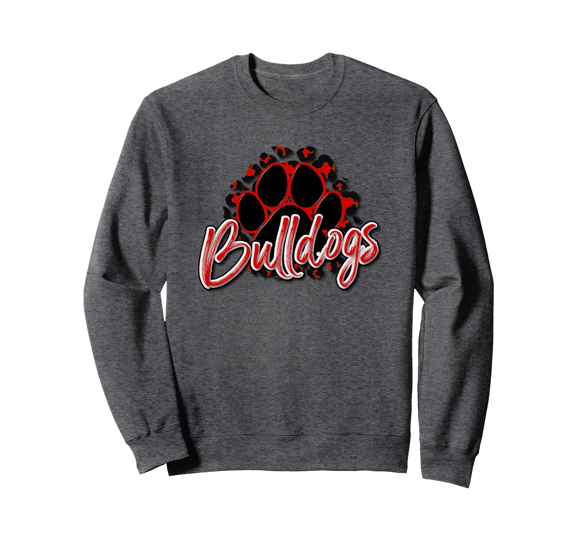 Bulldogs Red Black Cheetah School Sweatshirt - Minimalist Print Men Women - T-Shirt, Sweatshirt, Hoodie