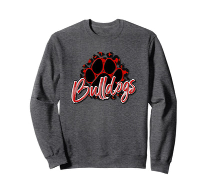 Bulldogs Red Black Cheetah School Sweatshirt - Minimalist Print Men Women - T-Shirt, Sweatshirt, Hoodie