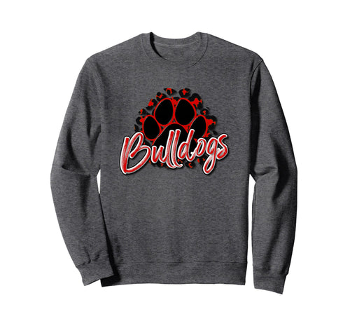 Bulldogs Red Black Cheetah School Sweatshirt - Minimalist Print Men Women - T-Shirt, Sweatshirt, Hoodie