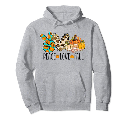 Peace Love Fall Leopard Buffalo Plaid Hoodie - Novelty Apparel Men Women - T-Shirt, Sweatshirt, Hoodie