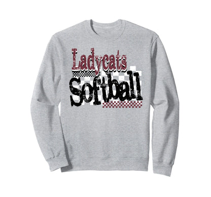 Ladycats Softball Mom Game Day Sweatshirt - Fun Novelty Design Men Women - T-Shirt, Sweatshirt, Hoodie