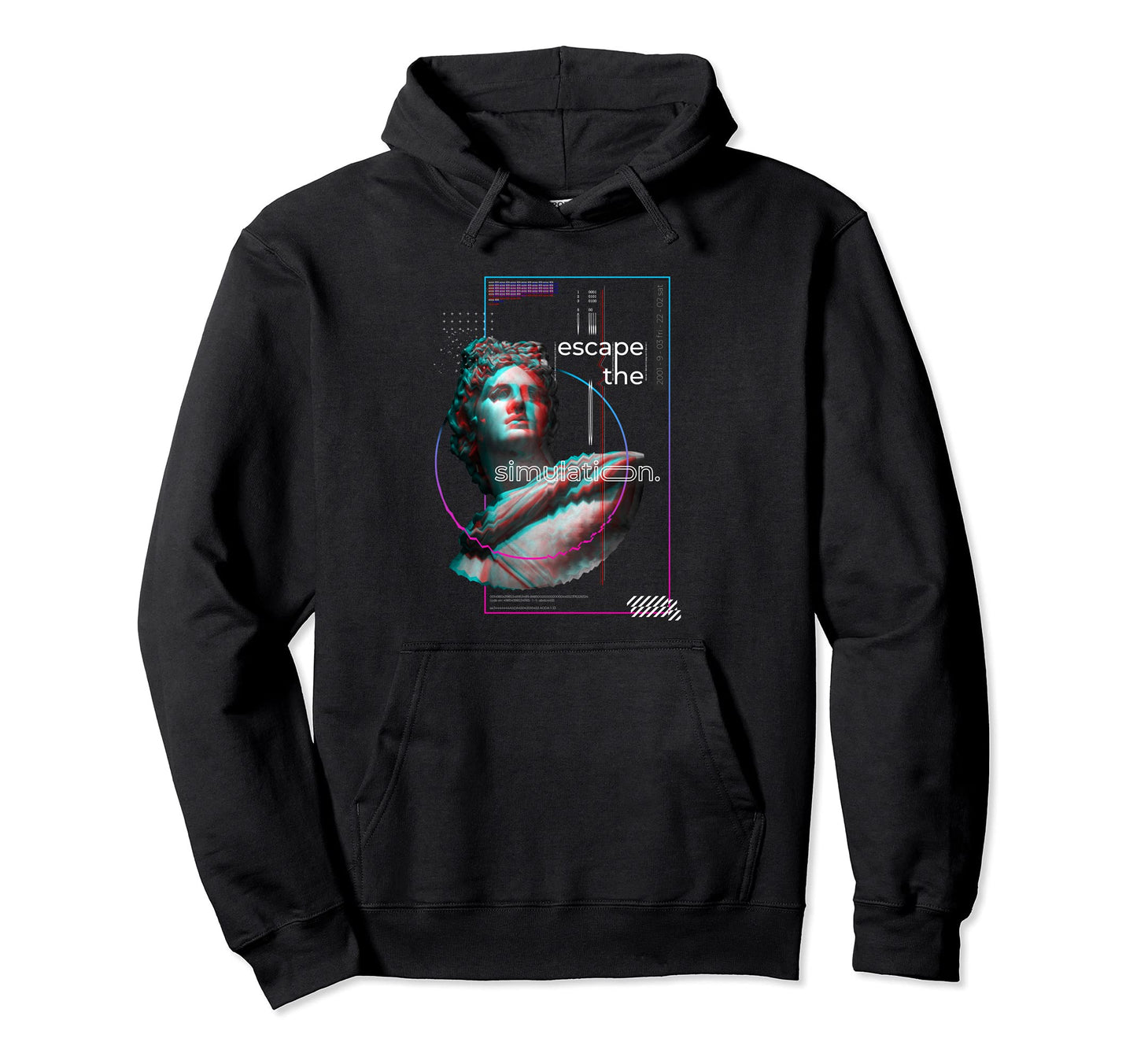 Glitch Greek Statue Sculpture Retrowave Hoodie - Streetwear Style Unisex - T-Shirt, Sweatshirt, Hoodie