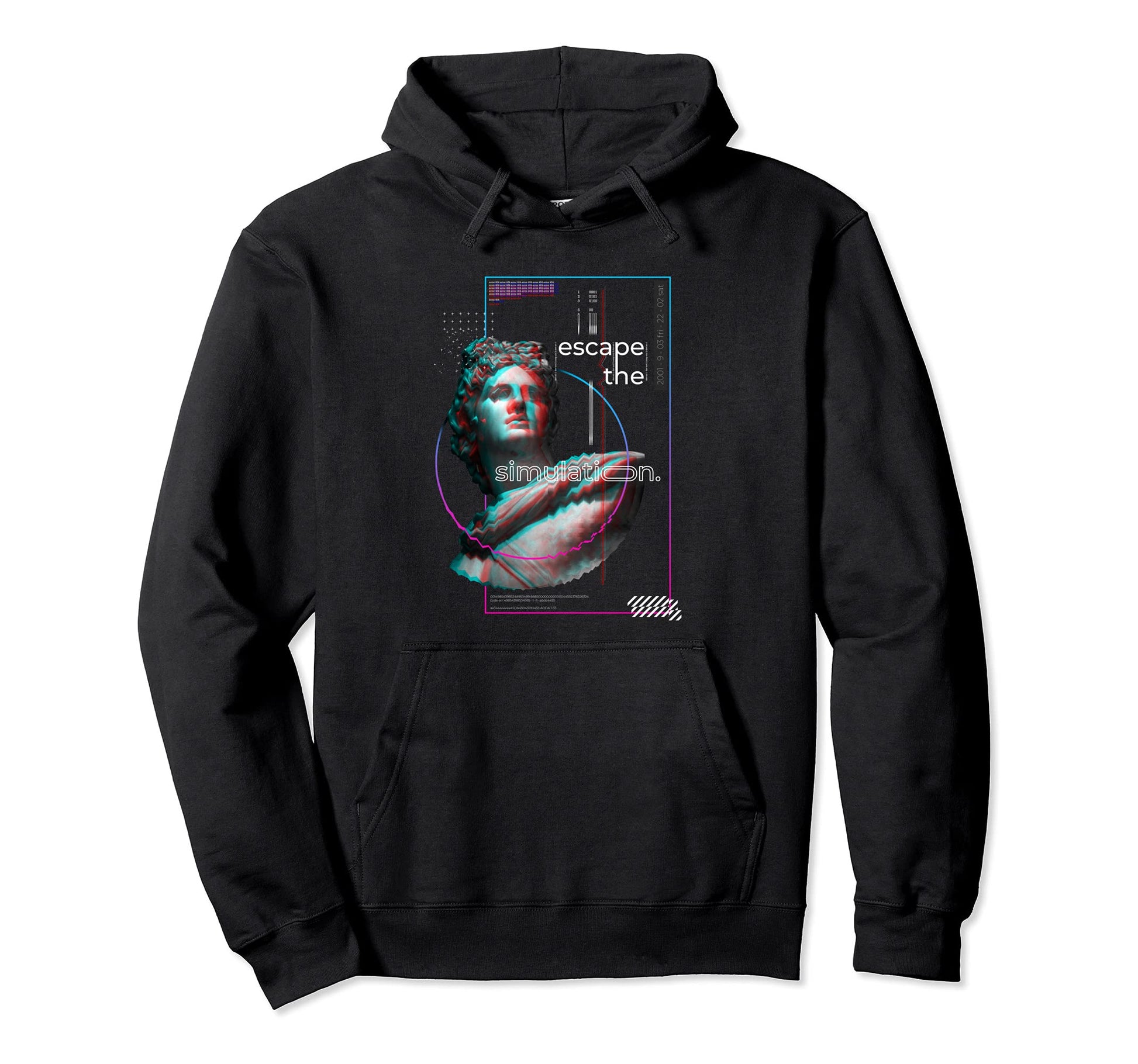 Glitch Greek Statue Sculpture Retrowave Hoodie - Streetwear Style Unisex - T-Shirt, Sweatshirt, Hoodie