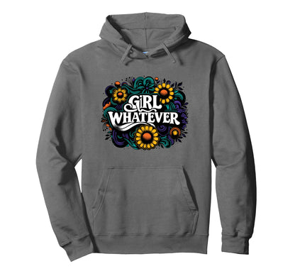 Whatever Hippie 60S 70S Daisy Floral Hoodie - Fun Novelty Design Men Women - T-Shirt, Sweatshirt, Hoodie