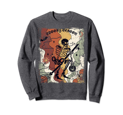 Boho Spooky Season Skeleton Sweatshirt - Fun Novelty Design Unisex - T-Shirt, Sweatshirt, Hoodie