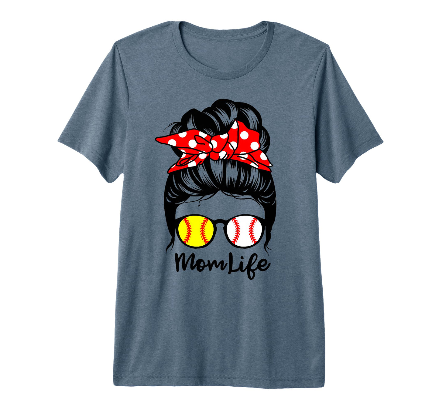 Mom Life Messy Bun Hair Funny T-Shirt - Custom Art Print for Adults - T-Shirt, Sweatshirt, Hoodie