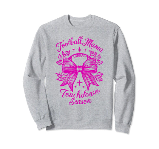 Womens Moms Coquette Bow Football Sweatshirt - Custom Art Print Unisex - T-Shirt, Sweatshirt, Hoodie