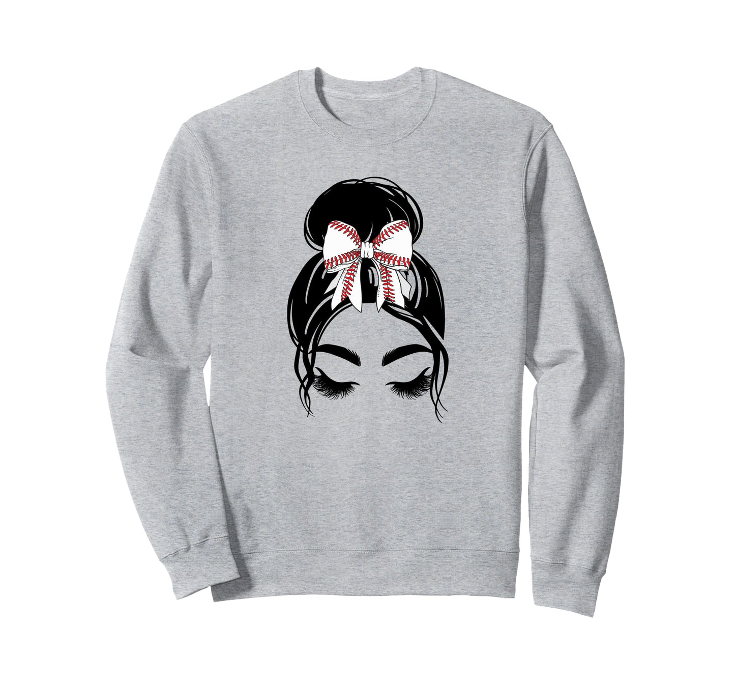 Messy Bun Sports Fan Team Baseball Sweatshirt - Novelty Apparel for Adults - T-Shirt, Sweatshirt, Hoodie