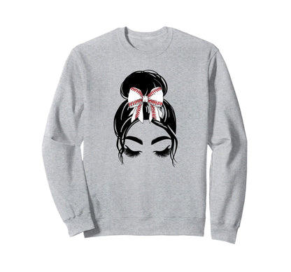 Messy Bun Sports Fan Team Baseball Sweatshirt - Novelty Apparel for Adults - T-Shirt, Sweatshirt, Hoodie