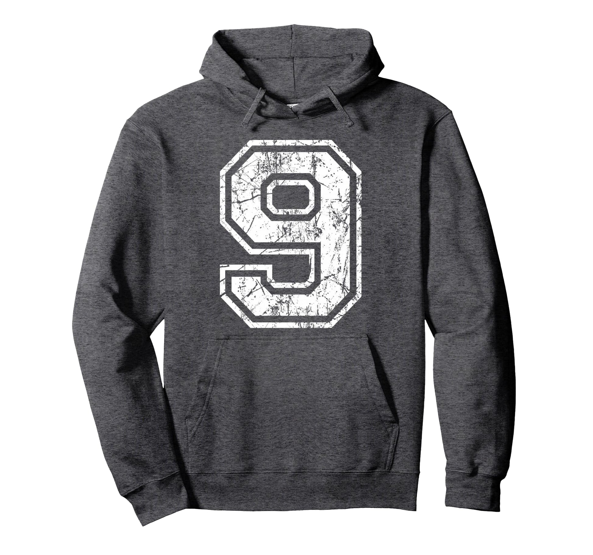 Sports Jersey Grunge Number 9 Fan Team Hoodie - Streetwear Style Unisex - T-Shirt, Sweatshirt, Hoodie