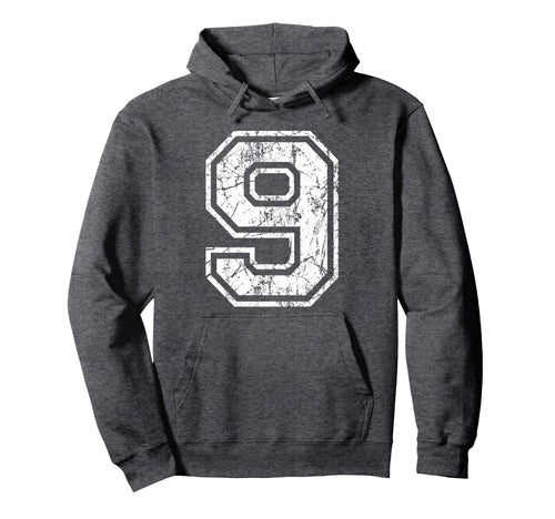 Sports Jersey Grunge Number 9 Fan Team Hoodie - Streetwear Style Unisex - T-Shirt, Sweatshirt, Hoodie