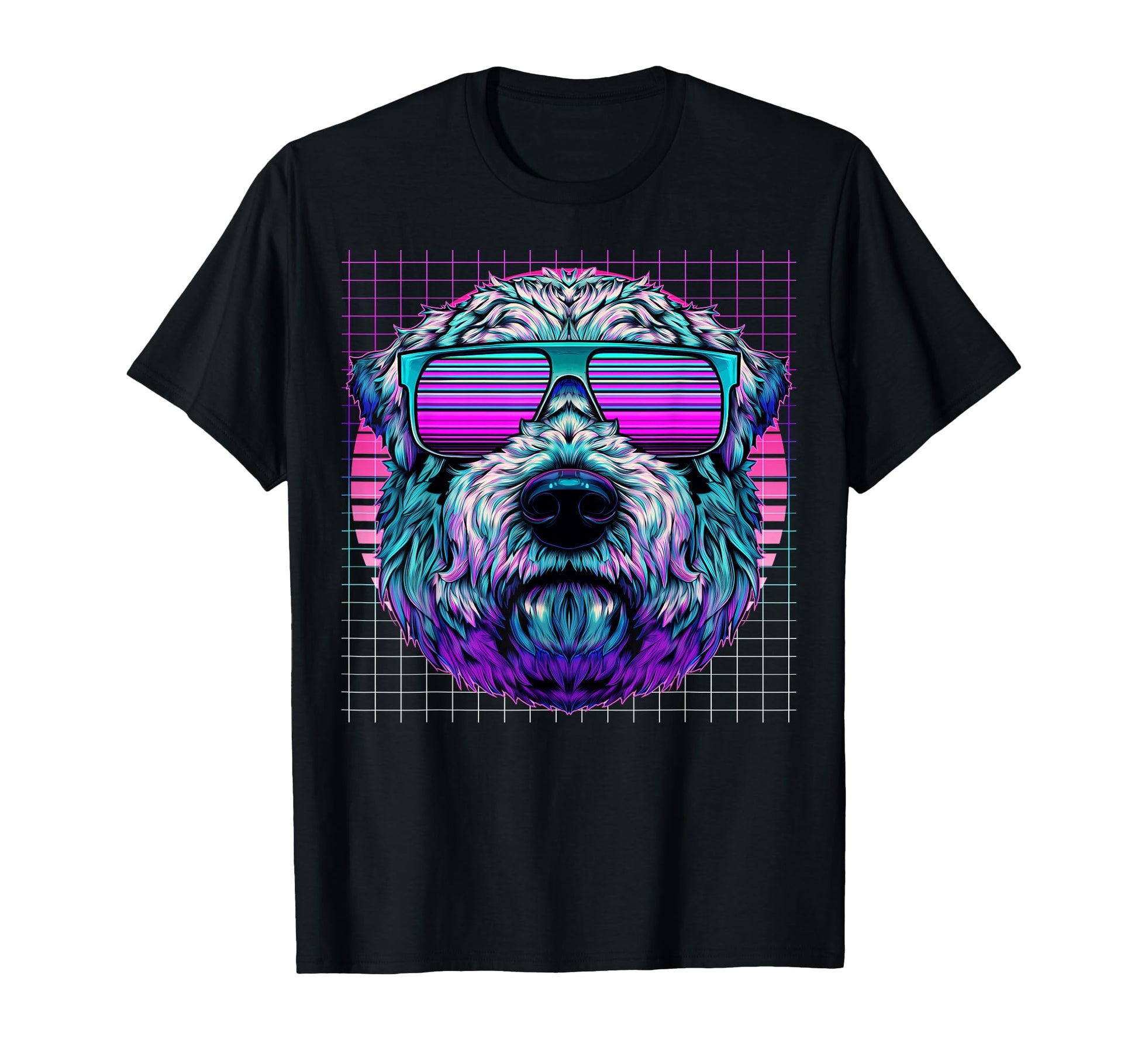 Wheaten Terrier Sunglasses Dog Vaporwave T-Shirt - Graphic Print Unisex - T-Shirt, Sweatshirt, Hoodie