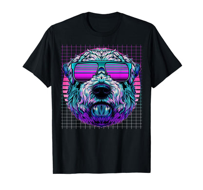 Wheaten Terrier Sunglasses Dog Vaporwave T-Shirt - Graphic Print Unisex - T-Shirt, Sweatshirt, Hoodie