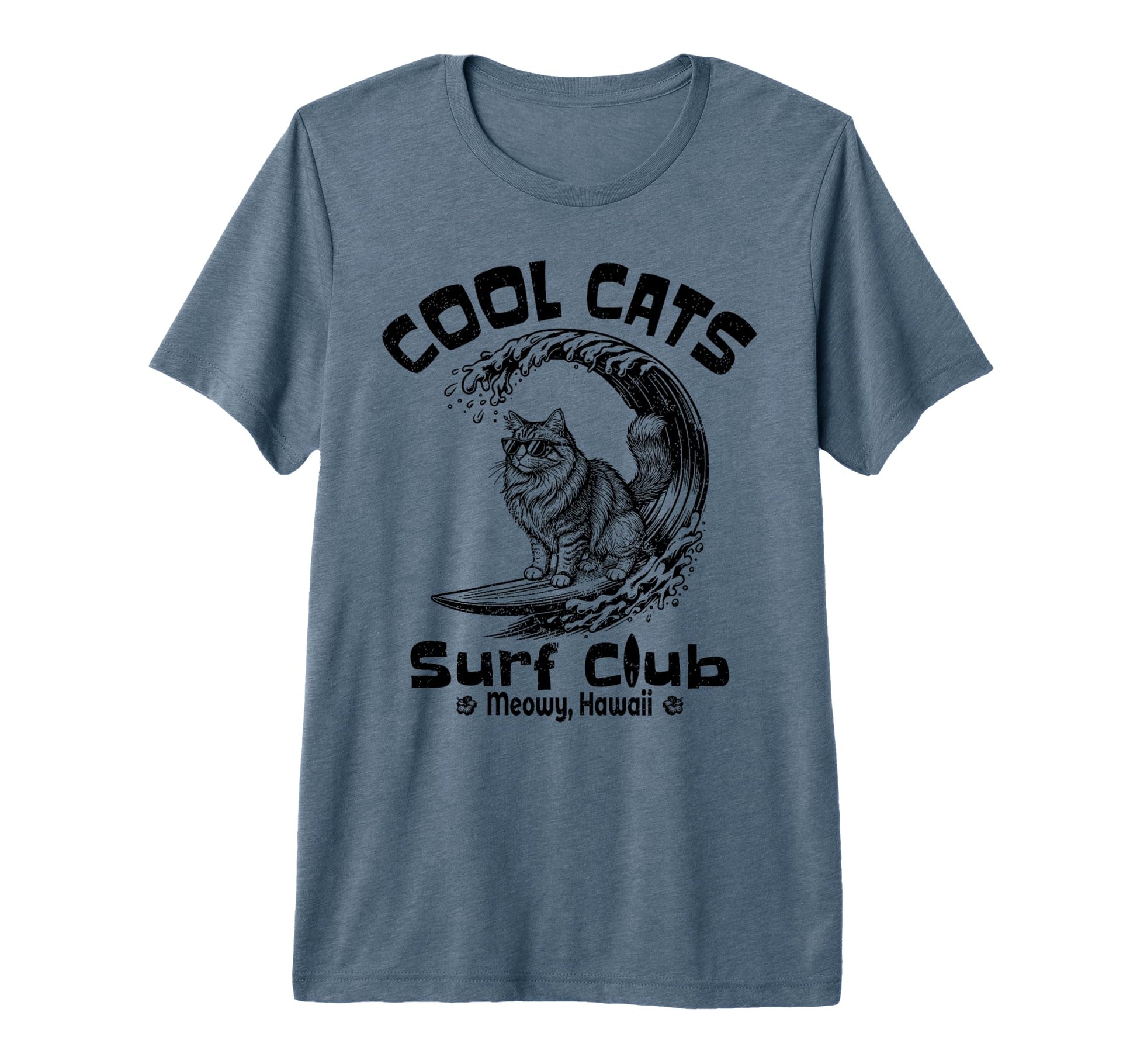 Cats Surf Club Meowy Hawaii Tri Blend T-Shirt - Novelty Apparel Unisex - T-Shirt, Sweatshirt, Hoodie