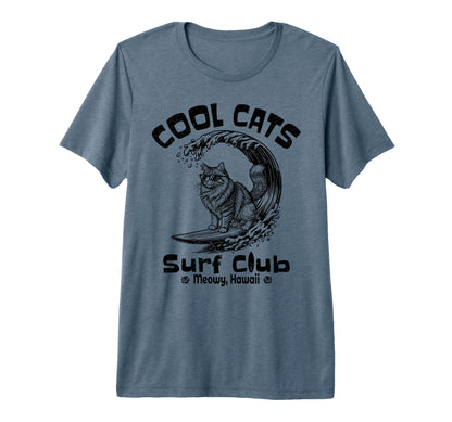 Cats Surf Club Meowy Hawaii Tri Blend T-Shirt - Novelty Apparel Unisex - T-Shirt, Sweatshirt, Hoodie