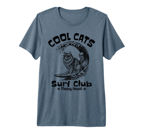 Cats Surf Club Meowy Hawaii Tri Blend T-Shirt - Novelty Apparel Unisex - T-Shirt, Sweatshirt, Hoodie
