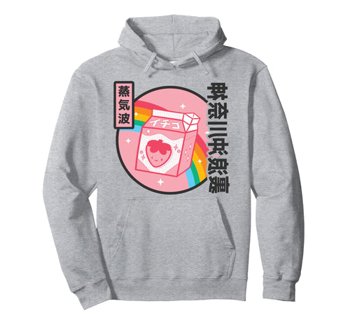 Strawberry Milk Carton Kawaii Grid Hoodie - Casual Everyday Wear Unisex - T-Shirt, Sweatshirt, Hoodie