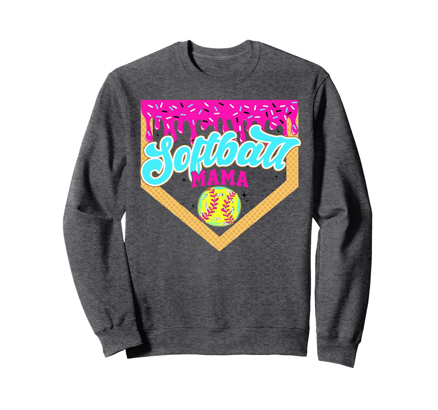 Softball Mama Drip Ice Cream Sweatshirt - Aesthetic Graphic Men Women - T-Shirt, Sweatshirt, Hoodie