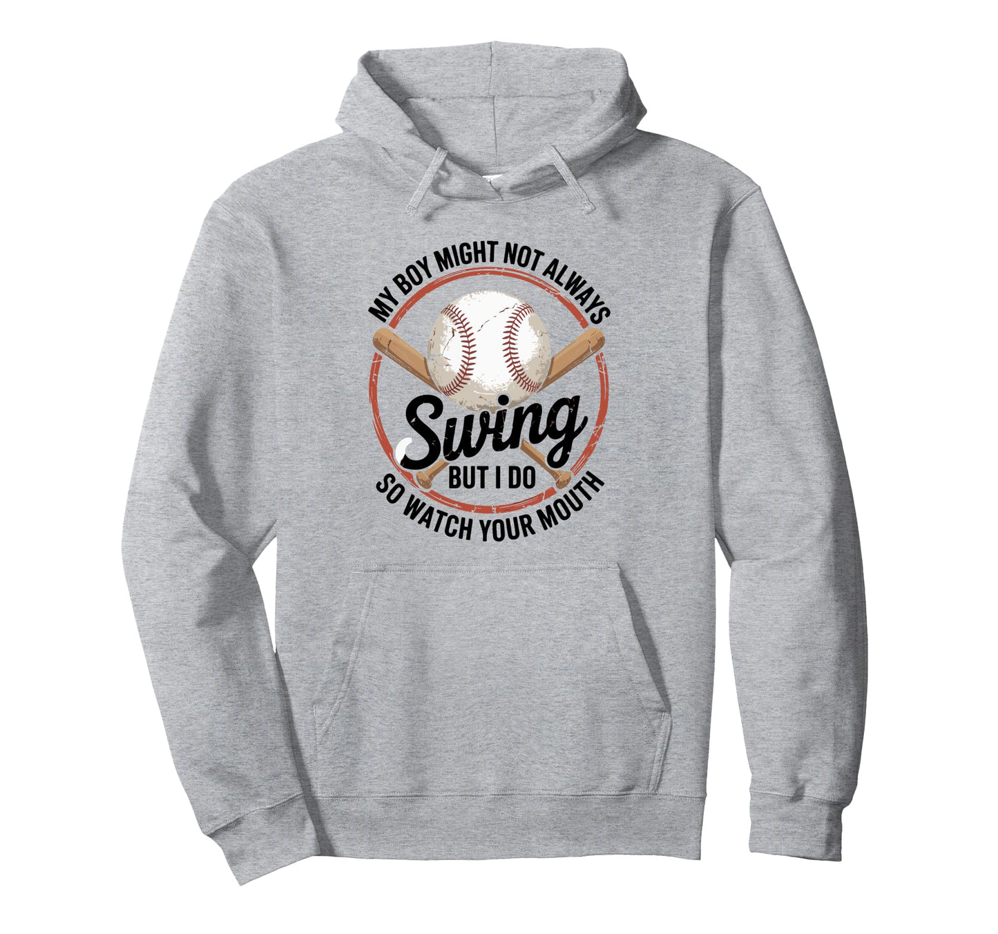 Funny Baseball Parent Swing Joke Hoodie - Graphic Print for Adults - T-Shirt, Sweatshirt, Hoodie