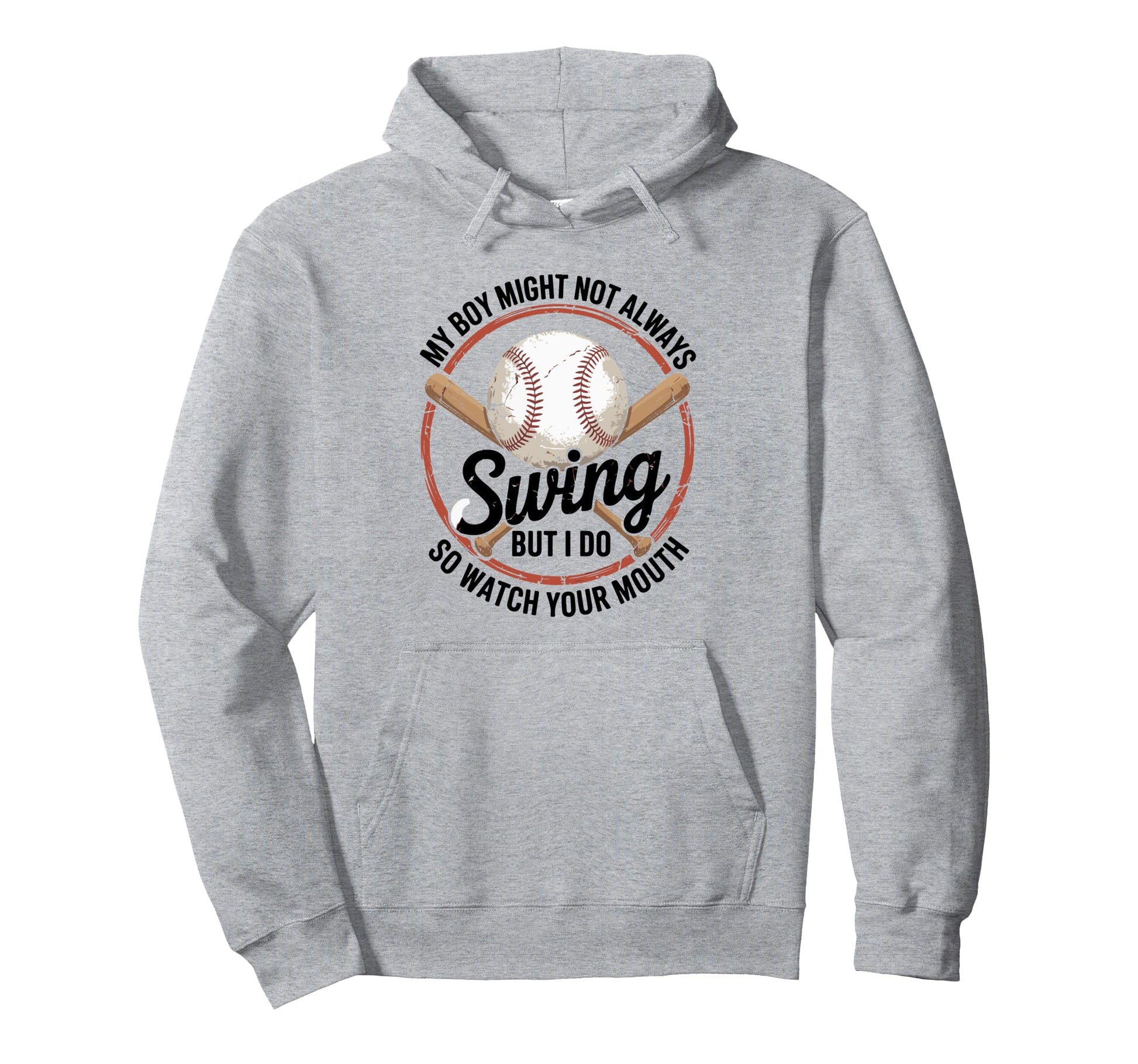 Funny Baseball Parent Swing Joke Hoodie - Graphic Print for Adults - T-Shirt, Sweatshirt, Hoodie