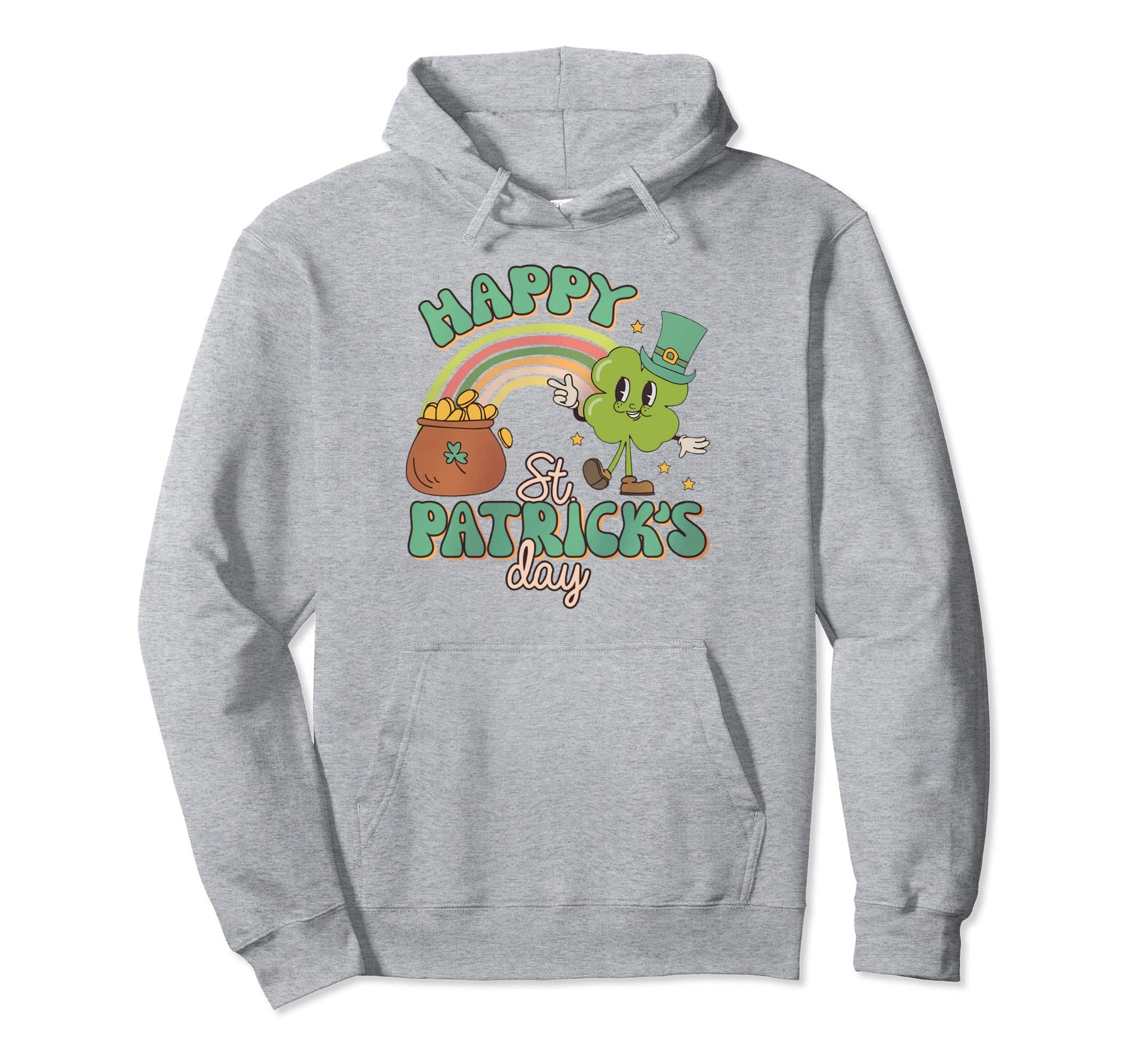 Groovy Rainbow Happy St Patricks Hoodie - Fun Novelty Design for Adults - T-Shirt, Sweatshirt, Hoodie
