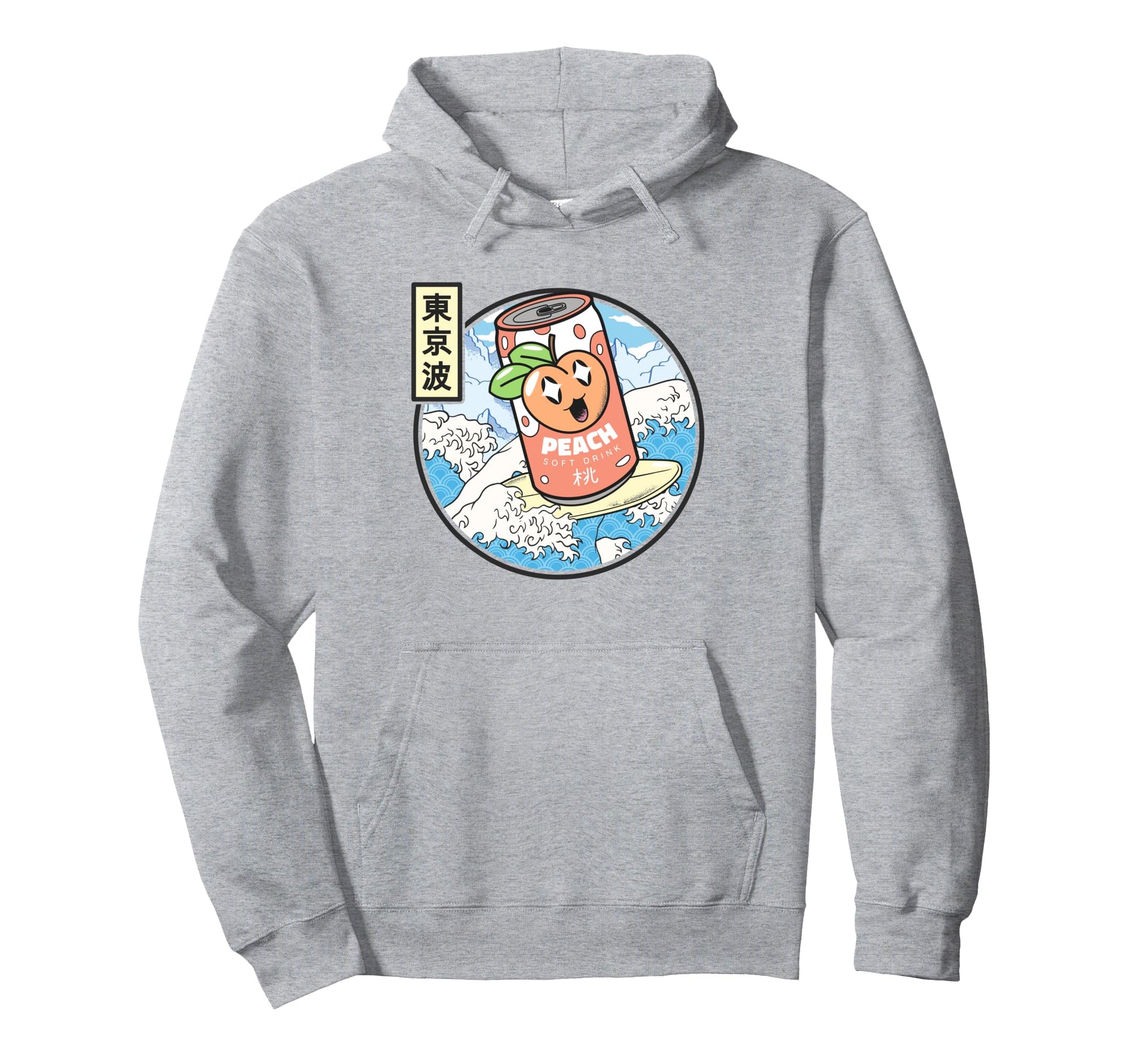 Surfing Peach Soda Japanese Waves Hoodie - Novelty Apparel Unisex - T-Shirt, Sweatshirt, Hoodie