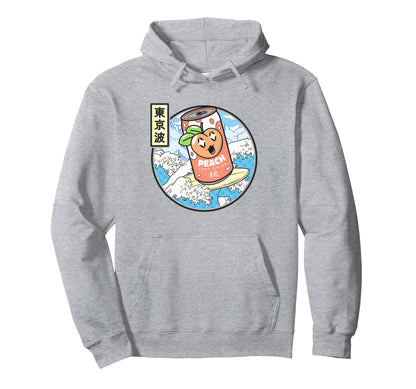 Surfing Peach Soda Japanese Waves Hoodie - Novelty Apparel Unisex - T-Shirt, Sweatshirt, Hoodie