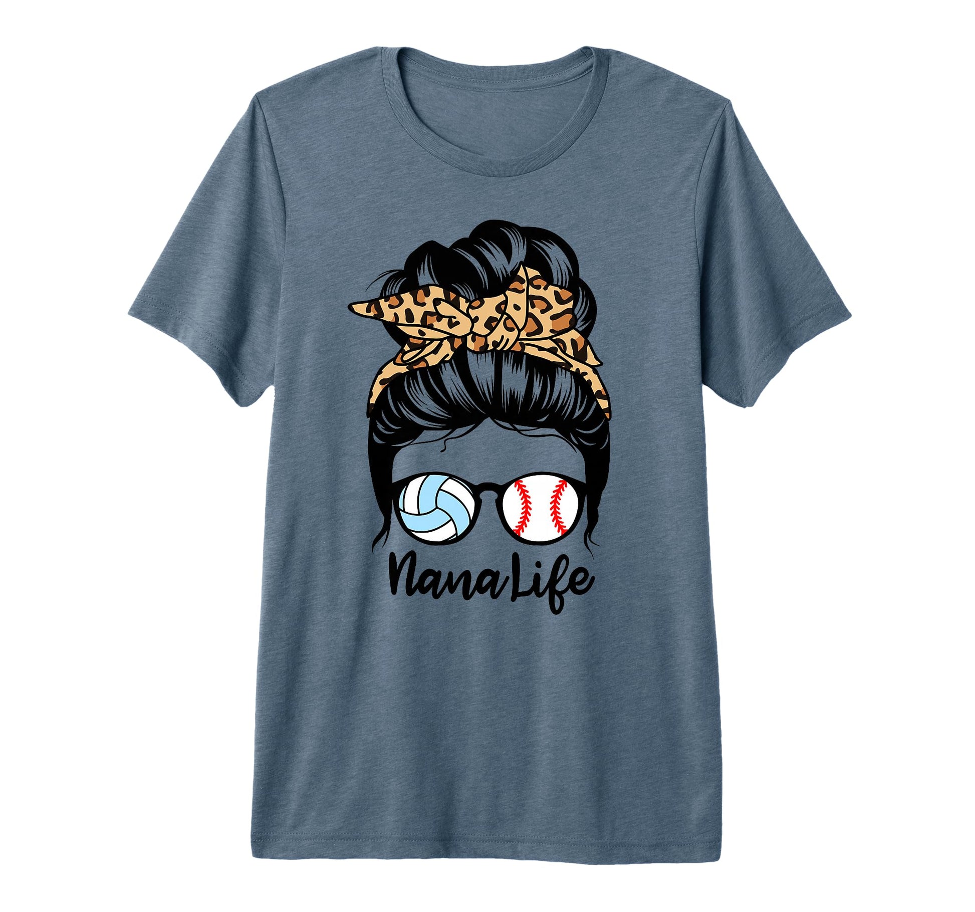 Nana Life Messy Bun Hair Funny Baseball T-Shirt - Unique Graphic Men Women - T-Shirt, Sweatshirt, Hoodie