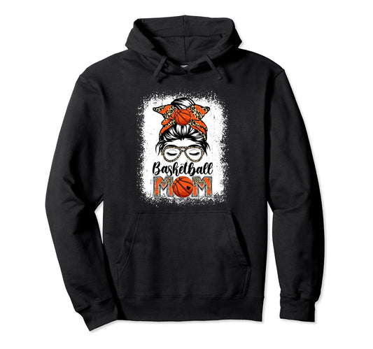 Basketball Mom Game Day Messy Bun Hoodie - Novelty Apparel Men Women - T-Shirt, Sweatshirt, Hoodie