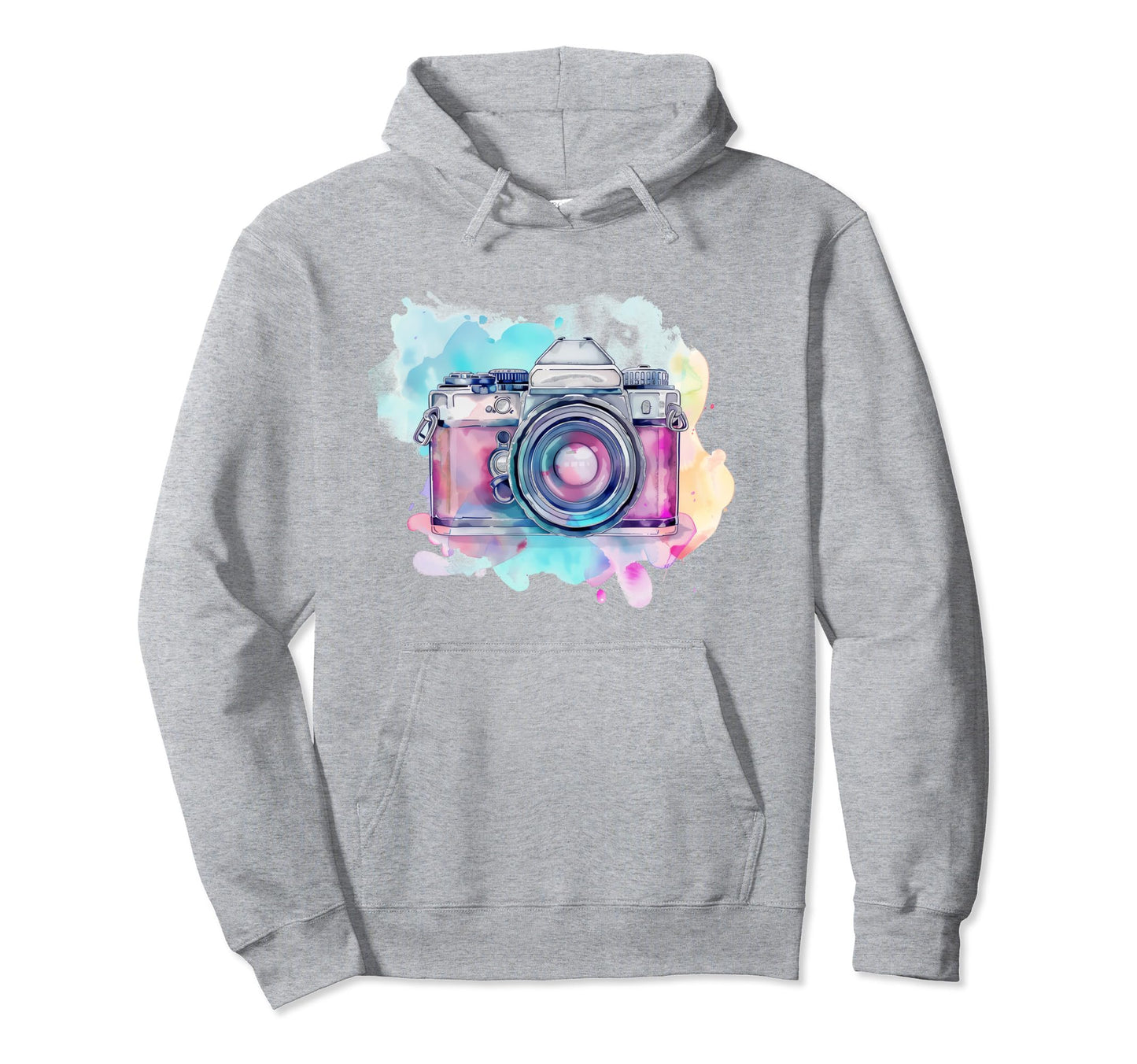 Camera Photography Watercolor Art Hoodie - Custom Art Print Men Women - T-Shirt, Sweatshirt, Hoodie