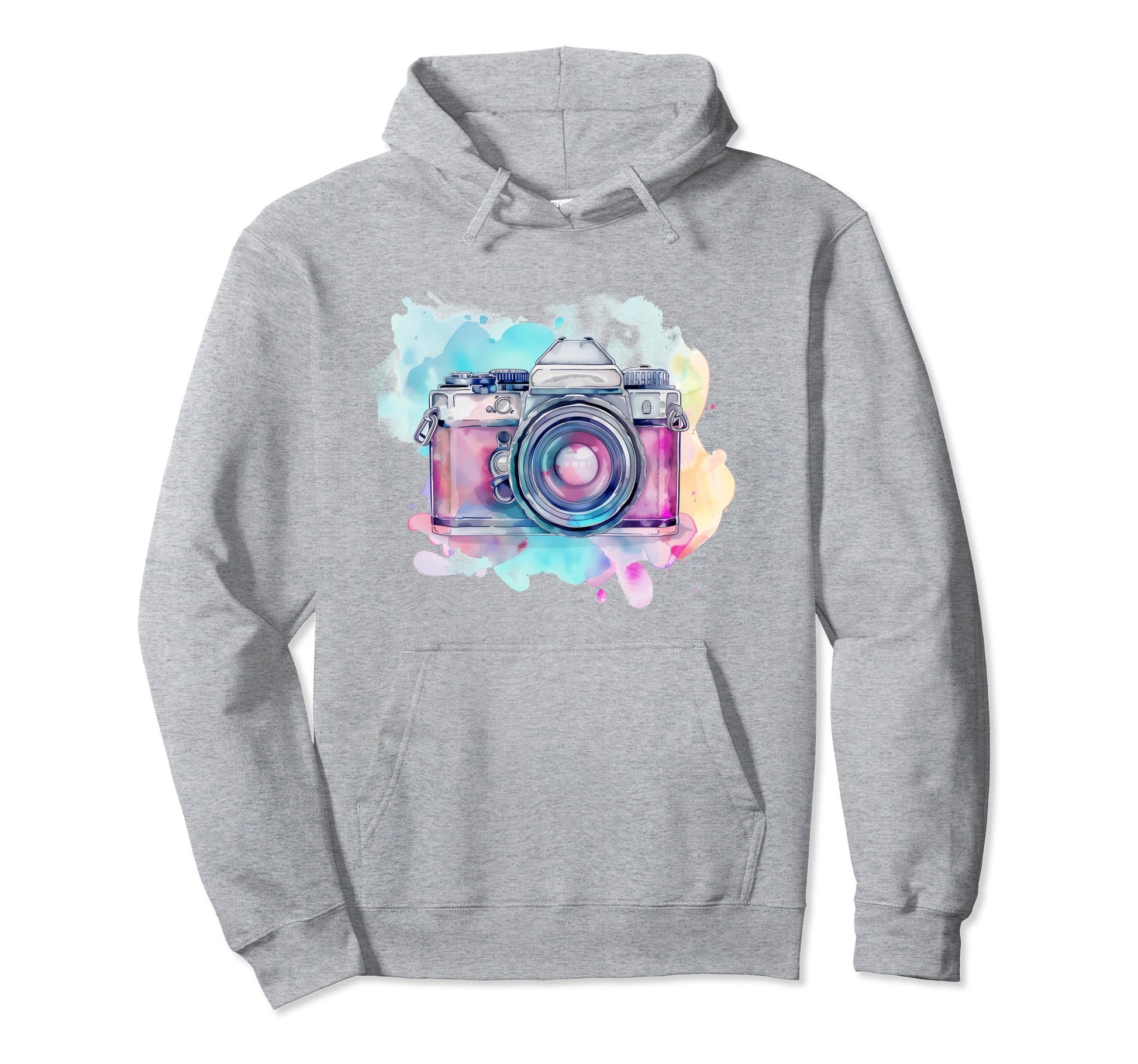 Camera Photography Watercolor Art Hoodie - Custom Art Print Men Women - T-Shirt, Sweatshirt, Hoodie