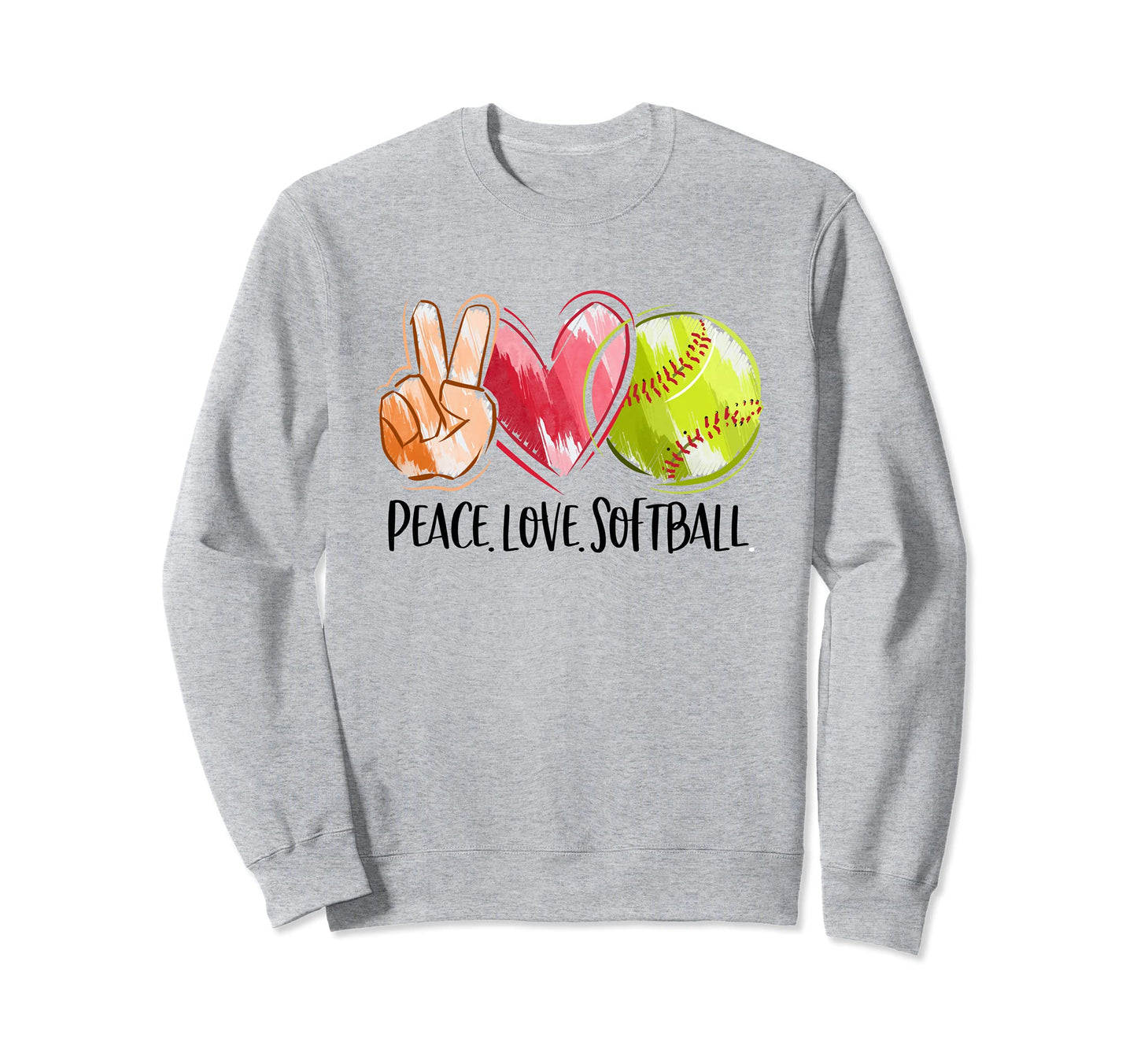 Softball Mom Softball Player Peace Love Sweatshirt - Graphic Print Unisex - T-Shirt, Sweatshirt, Hoodie