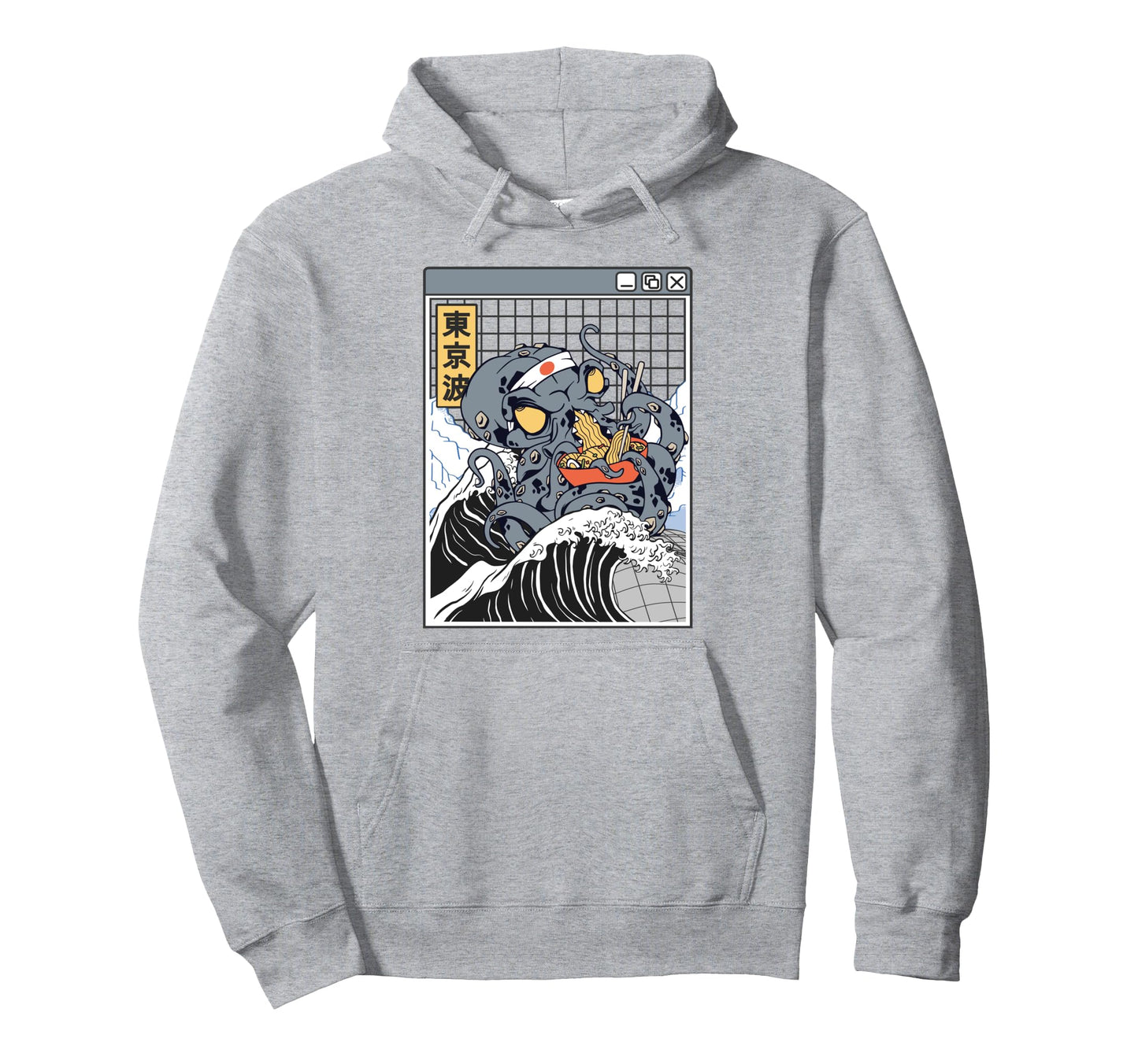 Kraken Eating Ramen Japanese Wave Octopus Hoodie - Trendy Graphic Unisex - T-Shirt, Sweatshirt, Hoodie