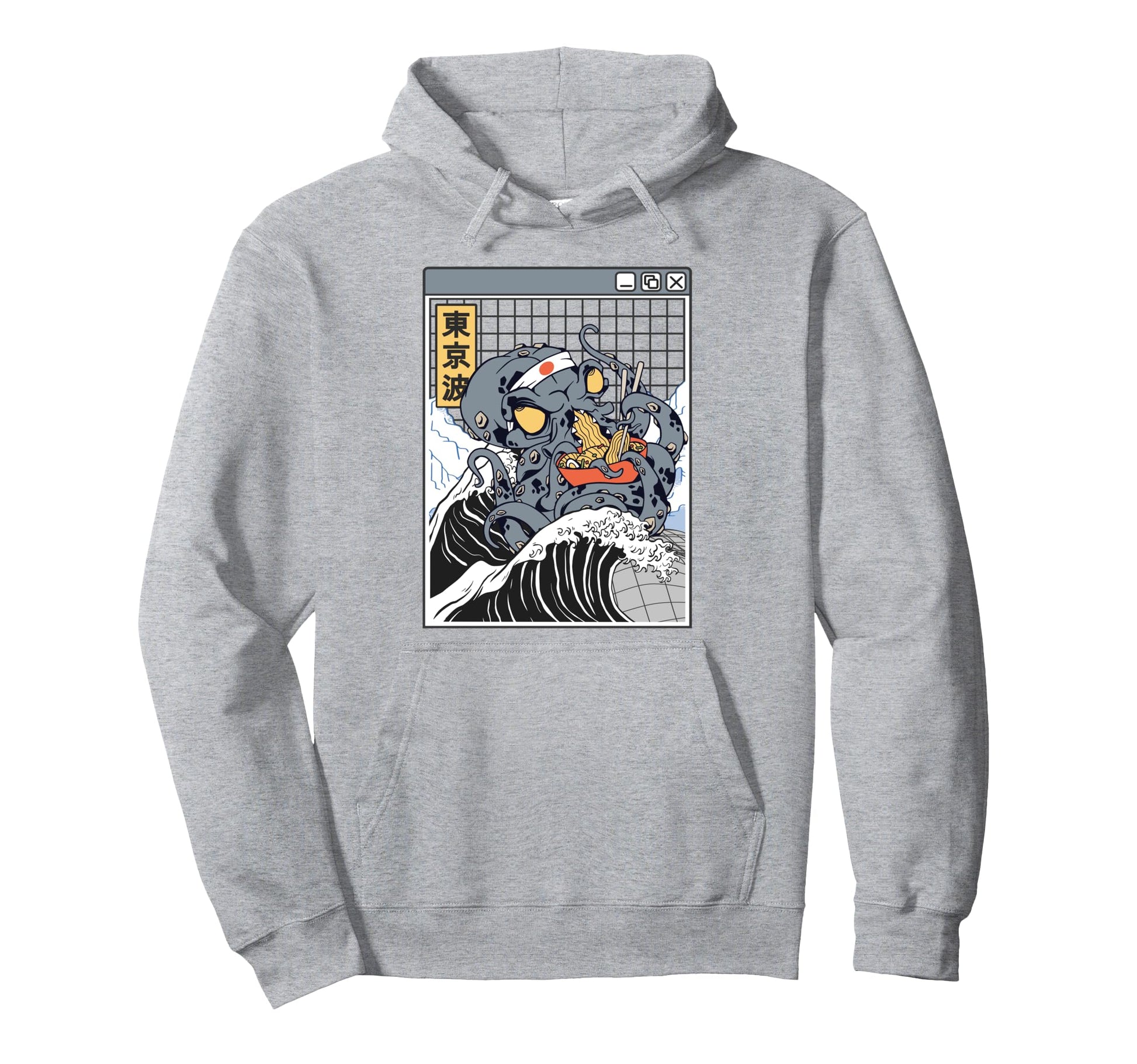 Kraken Eating Ramen Japanese Wave Octopus Hoodie - Trendy Graphic Unisex - T-Shirt, Sweatshirt, Hoodie