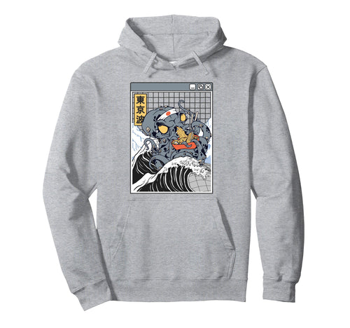 Kraken Eating Ramen Japanese Wave Octopus Hoodie - Trendy Graphic Unisex - T-Shirt, Sweatshirt, Hoodie