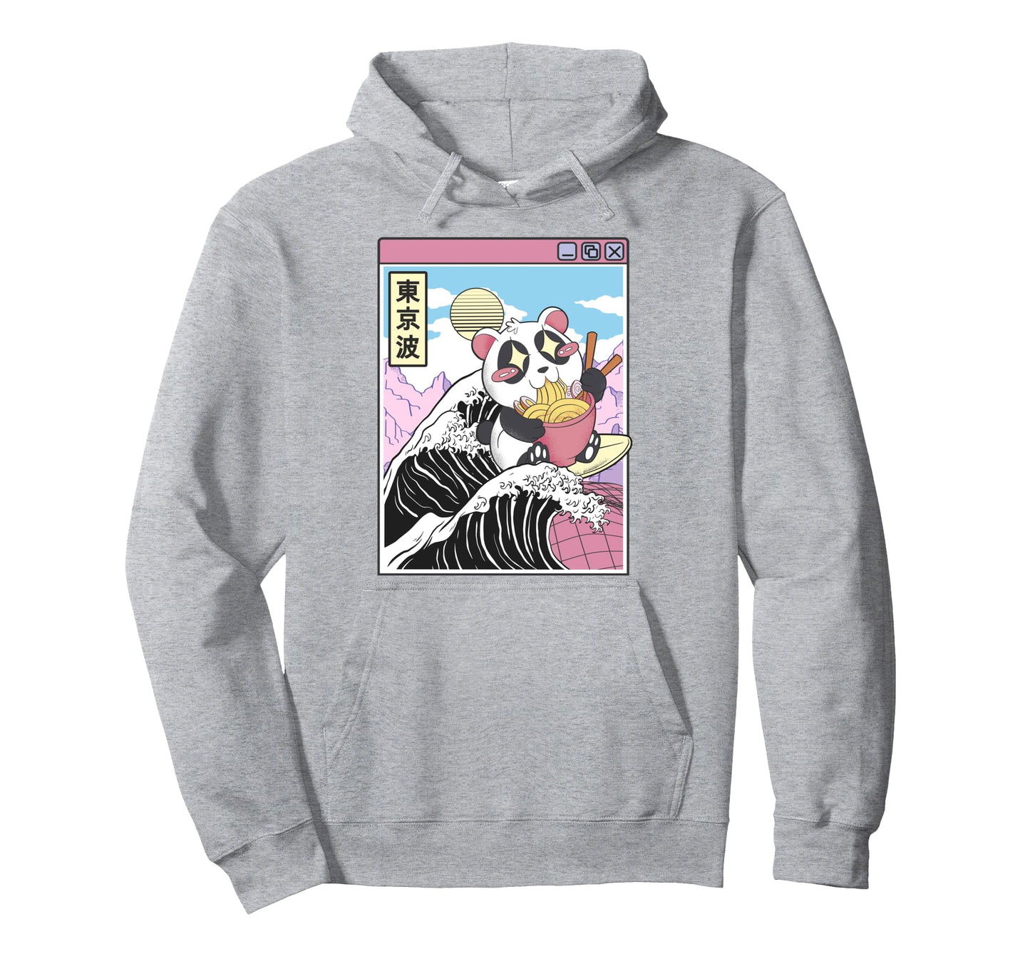 Panda Bear Ramen Japanese Wave Hoodie - Custom Art Print Men Women - T-Shirt, Sweatshirt, Hoodie
