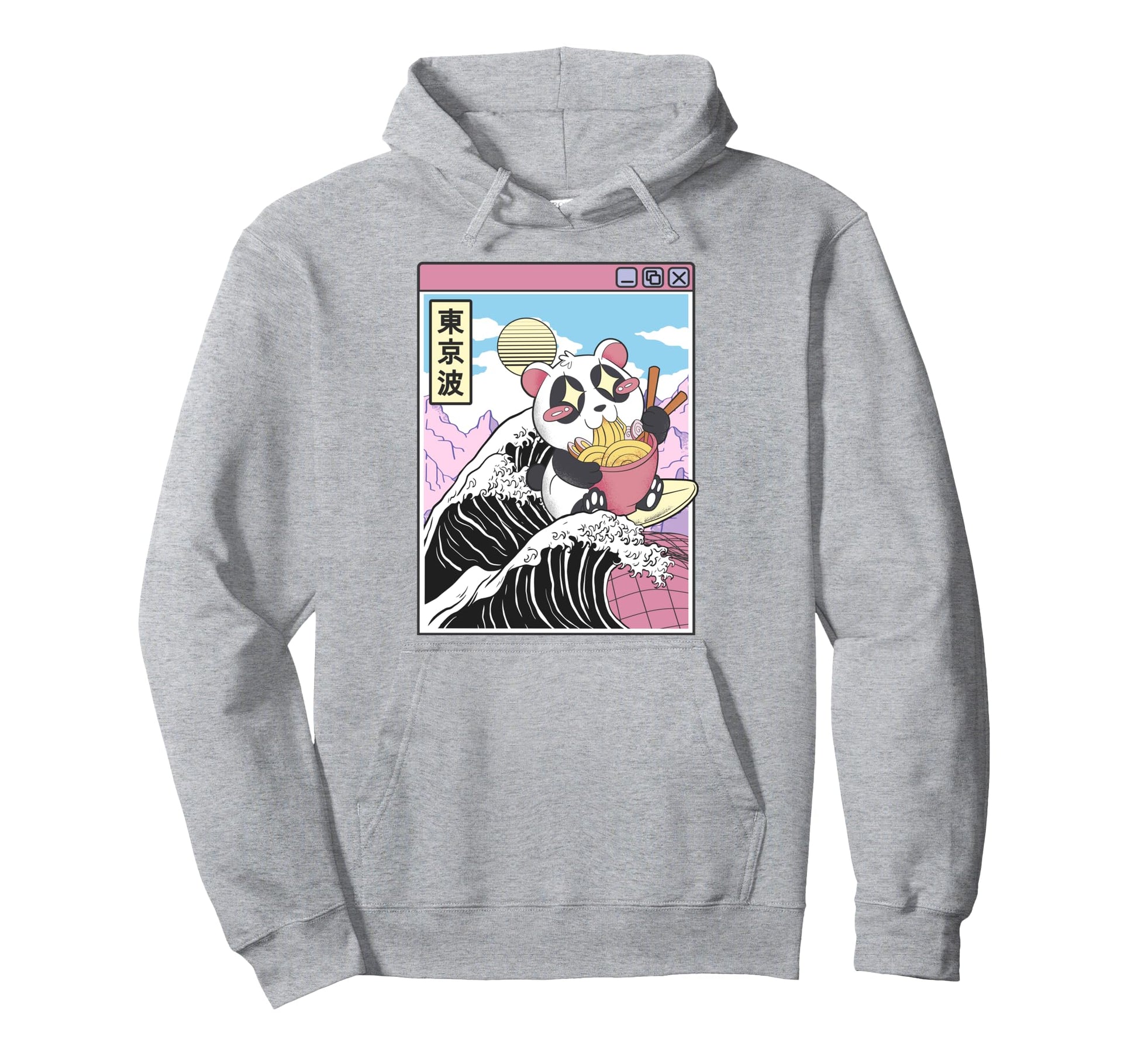 Panda Bear Ramen Japanese Wave Hoodie - Custom Art Print Men Women - T-Shirt, Sweatshirt, Hoodie