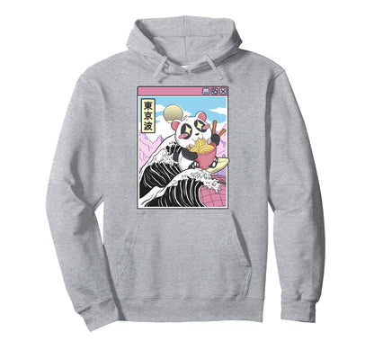 Panda Bear Ramen Japanese Wave Hoodie - Custom Art Print Men Women - T-Shirt, Sweatshirt, Hoodie