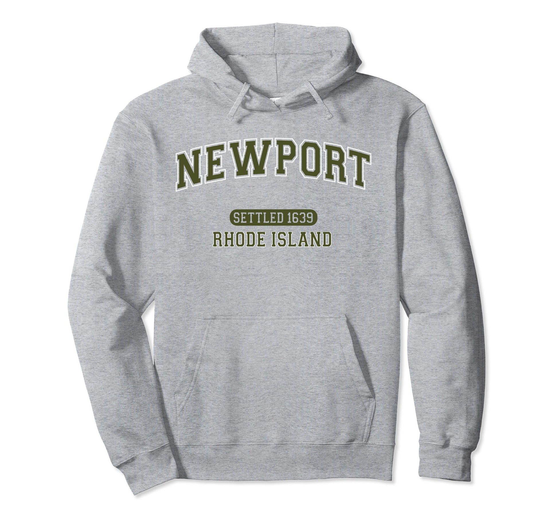 Newport Rhode Island Sports Varsity Olive Hoodie - Streetwear Style Unisex - T-Shirt, Sweatshirt, Hoodie