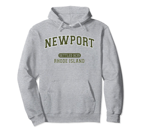Newport Rhode Island Sports Varsity Olive Hoodie - Streetwear Style Unisex - T-Shirt, Sweatshirt, Hoodie