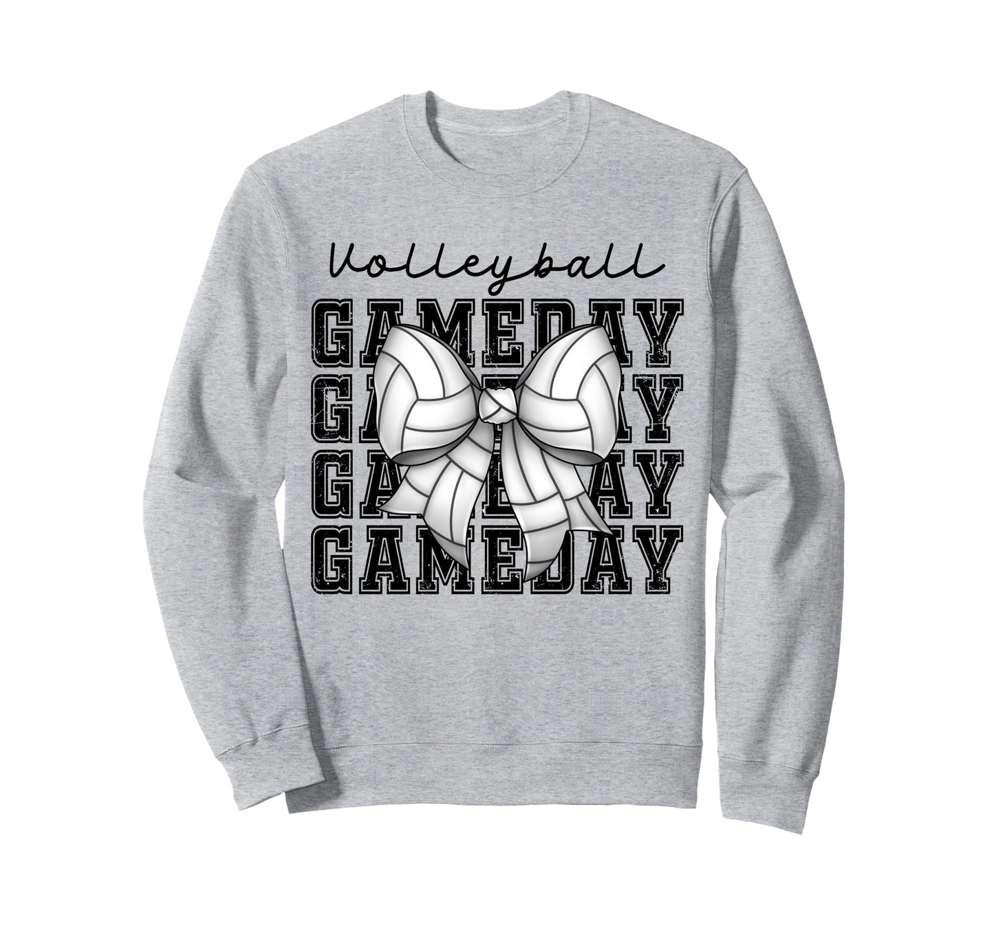 Volleyball Coquette Bow Game Day Cheer Sweatshirt - Unique Graphic Unisex - T-Shirt, Sweatshirt, Hoodie