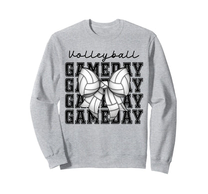 Volleyball Coquette Bow Game Day Cheer Sweatshirt - Unique Graphic Unisex - T-Shirt, Sweatshirt, Hoodie