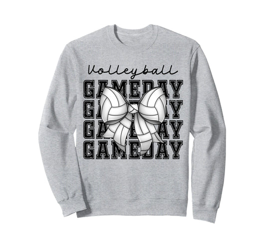 Volleyball Coquette Bow Game Day Cheer Sweatshirt - Unique Graphic Unisex - T-Shirt, Sweatshirt, Hoodie