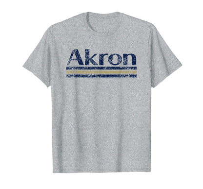 Akron Ohio Weathered Stripe Throwback T-Shirt - Graphic Print Men Women - T-Shirt, Sweatshirt, Hoodie