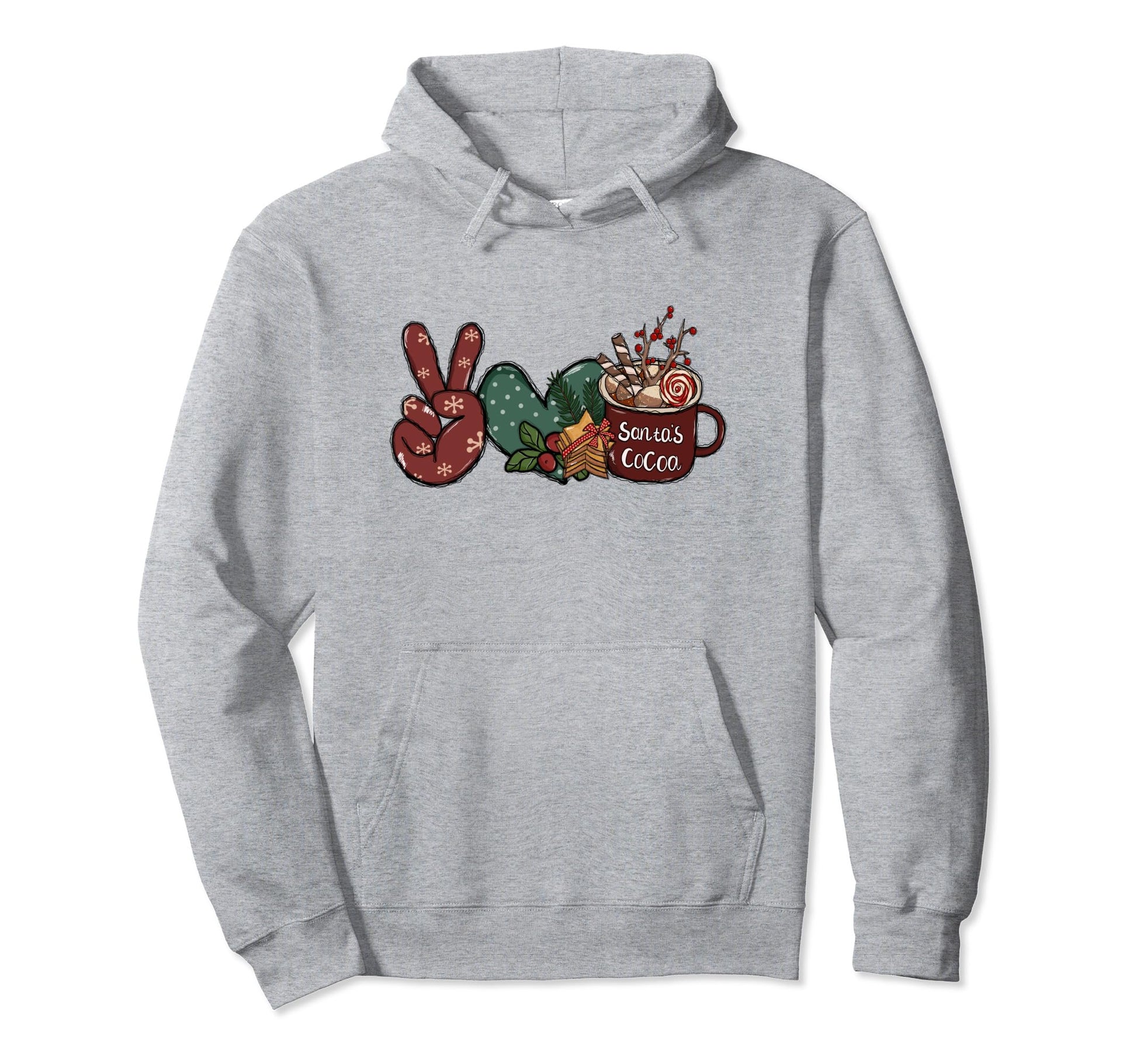 Hot Cocoa Mug Peace Sign Hand Peace Hoodie - Fun Novelty Design Men Women - T-Shirt, Sweatshirt, Hoodie
