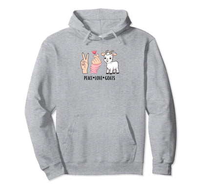 Peace Love Goats Hoodie - Aesthetic Graphic for Adults - T-Shirt, Sweatshirt, Hoodie