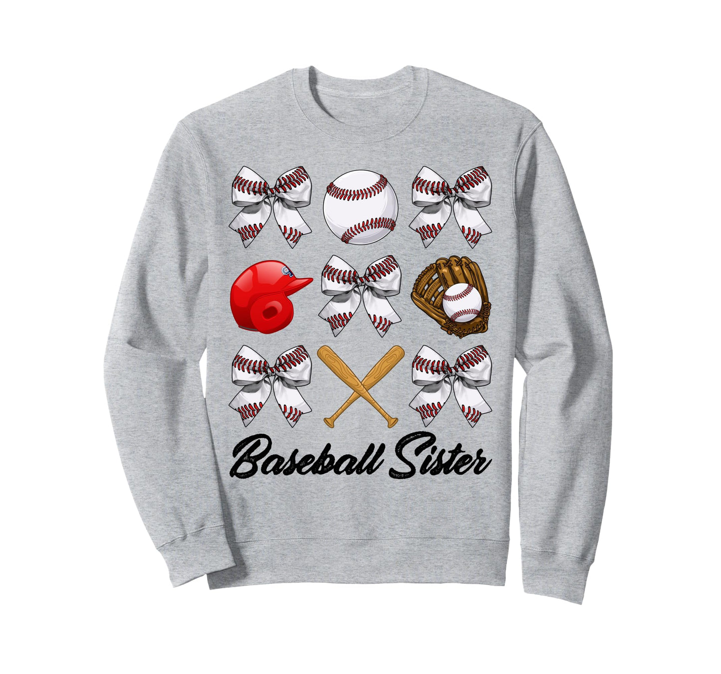Baseball Sister Bow Baseball Mom Sweatshirt - Minimalist Print Men Women - T-Shirt, Sweatshirt, Hoodie