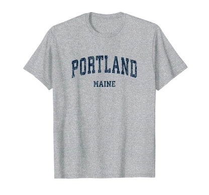 Portland Maine Me Varsity Sports Navy T-Shirt - Novelty Apparel Unisex - T-Shirt, Sweatshirt, Hoodie