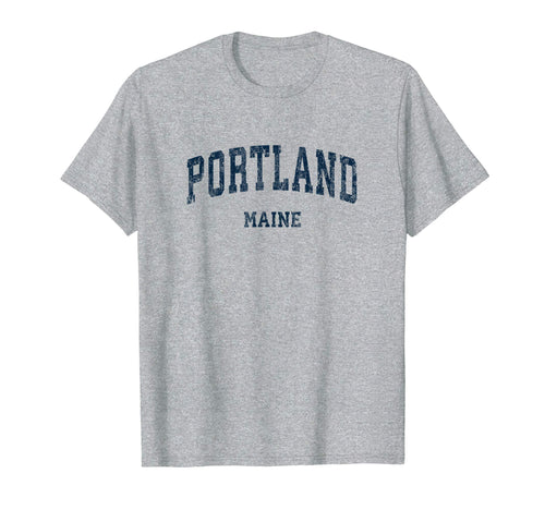 Portland Maine Me Varsity Sports Navy T-Shirt - Novelty Apparel Unisex - T-Shirt, Sweatshirt, Hoodie